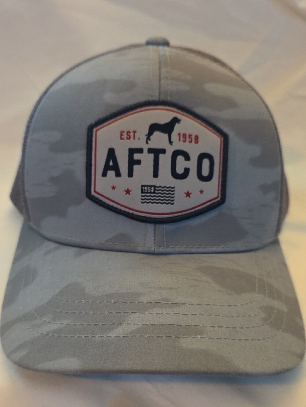 AFTCO Best Friend Mesh-Back Trucker Cap - Light Gray Blue Camo - Picture 4 of 7